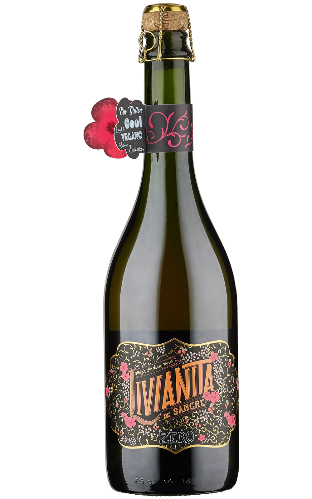 Livianita de Sangre, brut zero, gluten free, vegano, flor de sauco, de hibiscus, murta